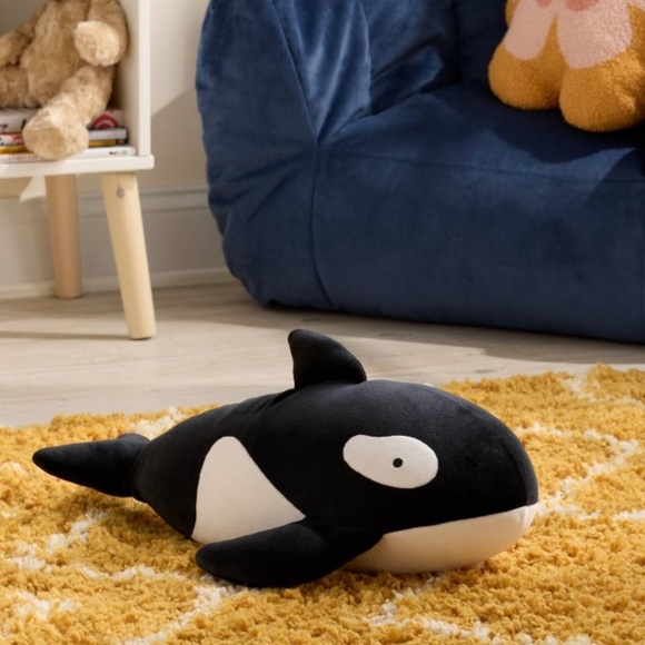Pillowfort Orca Weighted Plush Throw Pillow Black/White - Picture 2 of 9